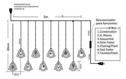 Luces Cascada 3M – Decora tu Navidad con Magia y Brillo Cálido